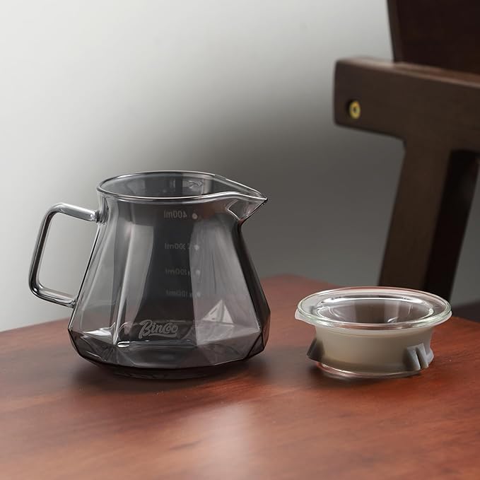 Bincoo 400ML Pour Over Coffee Maker Set with Filter Paper,Ceramic Coffee Dripper with Wood Stand Set for 1-2 Cups-Professional Brewing Tools for Pour Over & Drip for Home Office (Black)