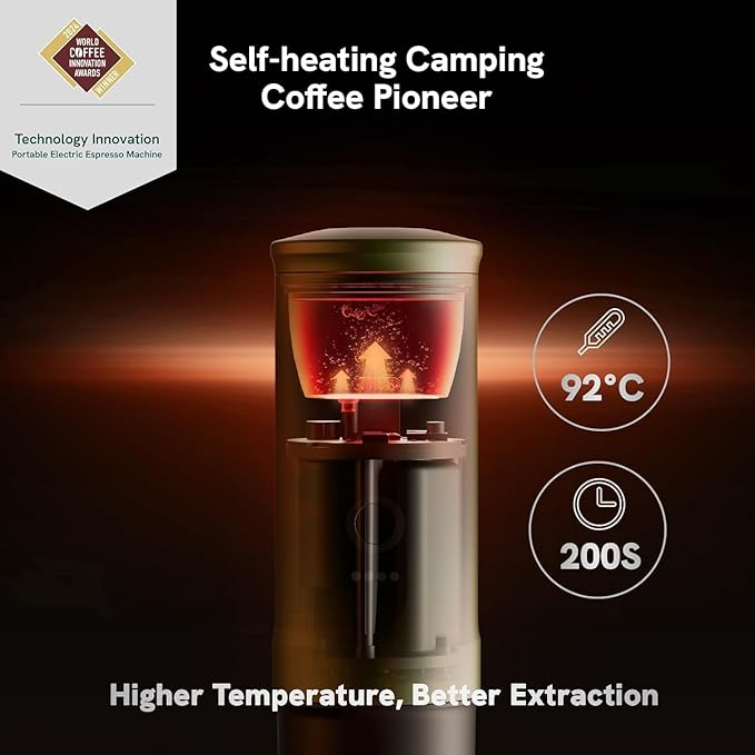 OutIn Nano Portable Electric Espresso Machine, Travel Coffee Maker for Camping, Car Coffee Maker Self-Heating with USB-C, With Ground Coffee & NS Capsule for RV, Hiking, Office