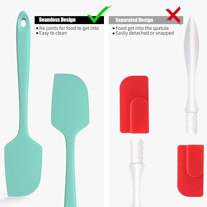 4-Piece Silicone Spatula Scrapers: Doosu 600°F Heat Resistant Food Grade Kitchen BPA Free Rubber Baking Cooking Tool Nonstick Utensil Set for Mixing, Scraping, Folding, Stirring, Serving (Multi-3)