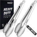 2PCS 9inch Tongs for Cooking - Heat Resistant 600 Degree Kitchen Tongs, Heavy Duty All Metal Food Tongs, Stainless Steel and Non-Slip handle, Salad, Grilling, Barbecue, Dishwasher safe