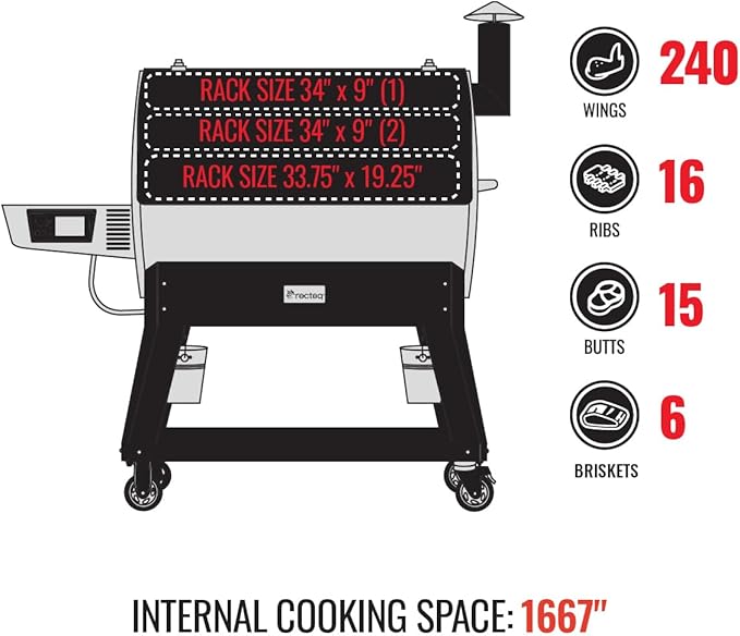 recteq Pellet Grill Smoker - Flagship 1600, Wood Pellet Smoker, BBQ Pellet Smokers, Wi-Fi Smart Grill, 1600 Sq. In. Cook Space, Pellet Smoker Grill, 40 lbs Hopper, 40 Hr Cooking, BBQ Master Bundle