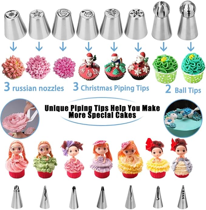 Cake Decorating Kit,635 Pcs Decorating Supplies With 3 Springform Pan Sets Icing Nozzles Rotating Turntable Cake Topper Piping Bags Carrier Holder,Cake Baking Set Tools