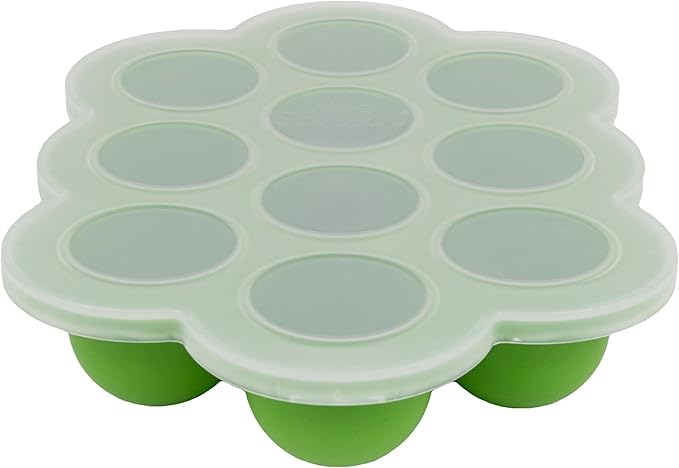 WeeSprout Silicone Freezer Tray with Clip on Lid Perfect Food Storage Container for Homemade Baby Food, Vegetable, Fruit Purees, and Breast Milk (Bright Green, Ten 1.5 Ounce Sections)