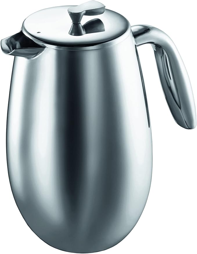 Bodum 34 oz Columbia Thermal French Press Coffee Maker, Insulated Double Wall Stainless Steel, Chrome