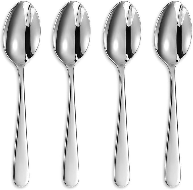 KEAWELL Premium Louise Spoons Set, Set of 4, 18/10 Stainless Steel, Exceptional mirror finish, Dishwasher Safe (6.4" Teaspoon)