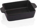 Sweejar Ceramic Baking Dish, Rectangular Small Baking Pan with Double Handles, 20 Oz for Cooking, Brownie, Kitchen, 6.5 x 4.9 x 1.8 Inches(Black)