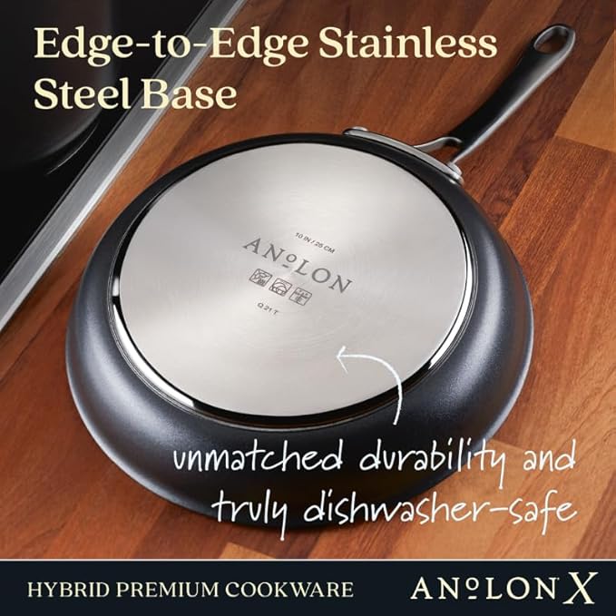 Anolon X Aluminum Nonstick Cookware Frying Pans/Skillet Set, 8.25 Inch and 10 Inch - Dark Gray