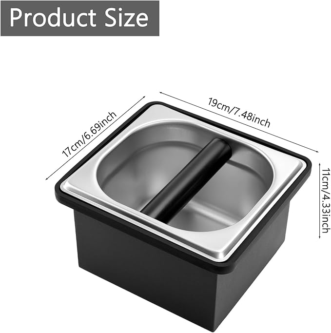 Espresso Knock Box, Stainless Steel Coffee Knock Box Large Capacity Coffee Pucks Container Espresso Machine Tool for Coffee Ground (Small)