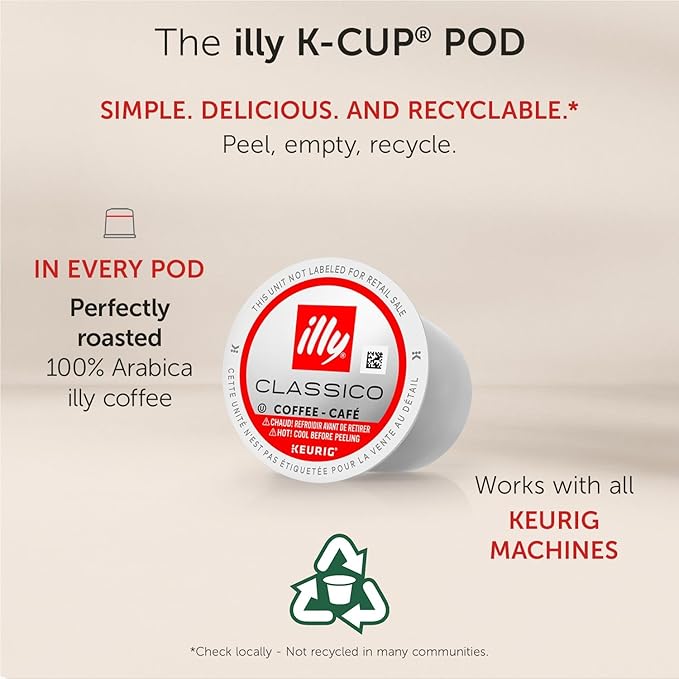 Illy Coffee K Cups - Pods For Keurig Machines – Classico Roast - Caramel, Orange Blossom & Jasmine - Mild, Flavorful & Balanced Flavor - No Preservatives – 72 Count