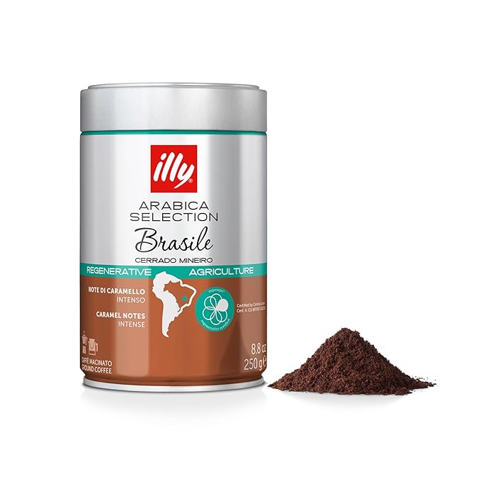 illy Arabica Selections Brasile - Cerrado Mineiro Ground Coffee, Regenerative Agriculture Coffee, 8.8oz (Pack of 1)