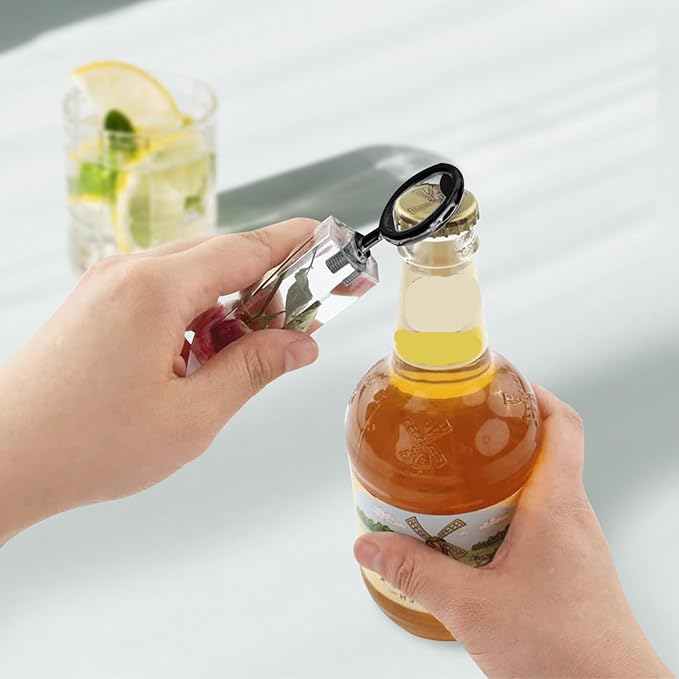 Metal Bottle Opener Kit - 10 Pcs Stainless Steel Inserts, DIY Beer Opener Hardware, Flat Black Inserts