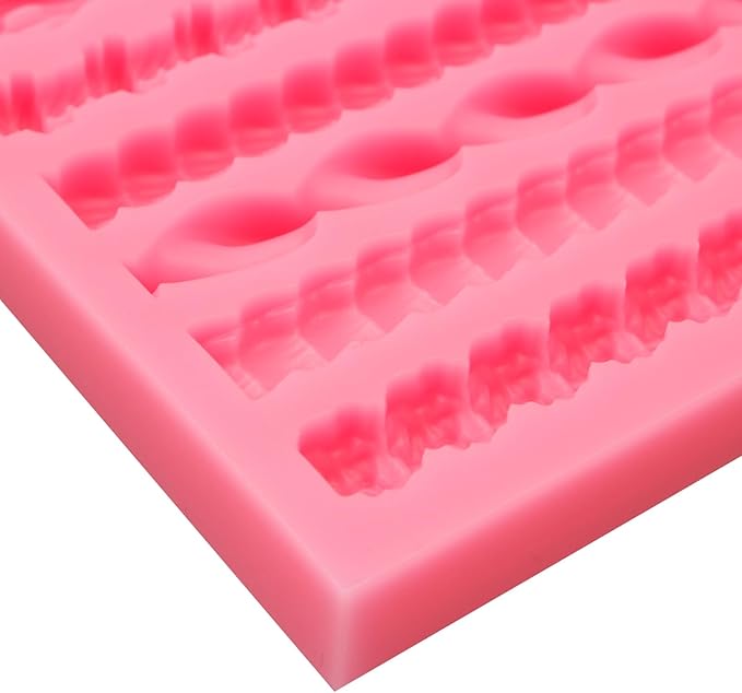 Hemp Rope Knot Silicone Molds, Knitting Bead Pearl Cake Border Chocolate Molds, Spiral Wave Pattern Shaped Fondant Molds for Cake Decoration Cupcake Topper Gum Paste Clay Resin(6 Cavity)