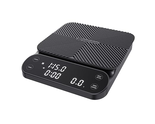 Maestri House S3 Coffee Scale with Timer, 3kg/0.1g Rechargeable Digital Scale, 3 Brew Modes, Adjustable Ratios & Flow Rate Display, Barista-Grade for Pour-Over, Espresso, French Press – Black