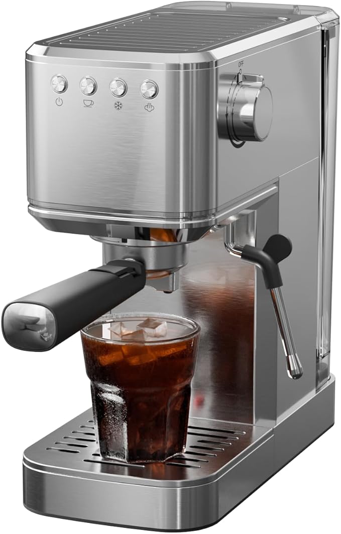 Espresso Machine with Rapid Cold Brew, Hot & Iced Coffee Machine, Espresso Maker with Milk Frother Steam Wand, One Touch Control with 41oz Water Tank for Latte, Cappuccino, Gift