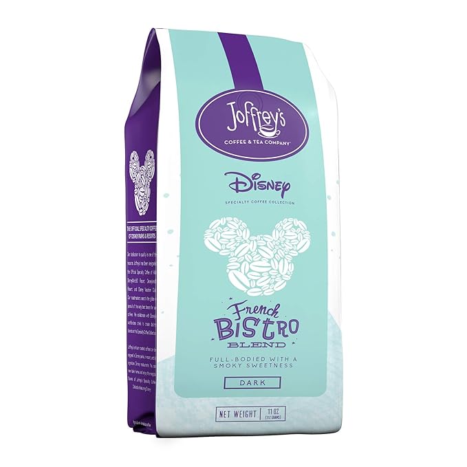 Joffrey's Coffee - Disney French Bistro Blend, Artisan Dark Roast, Arabica Coffee Beans, Full-Bodied with Smoky Sweetness, Brew or French Press (Whole Bean, 11 oz)
