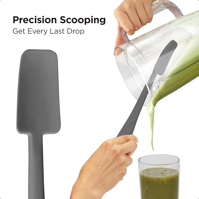 Kitchen Mama WaltzGrip Platinum Silicone Jar and Can Spatula Utensil Set: Heat Resistant, Nonstick Scraper, Scooping, Perfect for Smoothies, Jam, Cream, Butter, Dishwasher Cooking Gadget (Metal Gray)