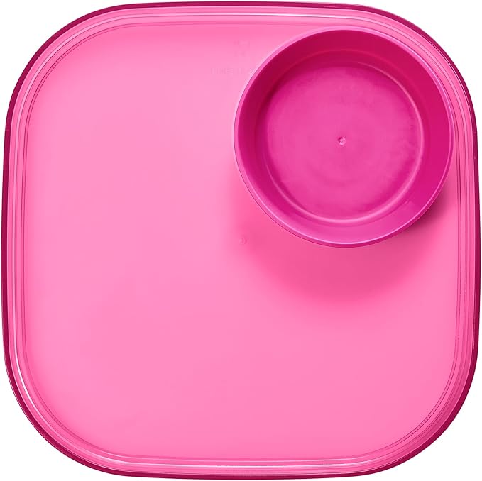 Madesmart Dipware Reusable Dining Plate/Serving Tray for Appetizers and Snacks, Food-Safe Appetizer Serving Platter with Removable Dip Bowl, Pink