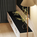 Leather Table Cover,1.8mm Thick,12x48 Inch Desk Cover,Dresser Cover Top,Dresser Protector Top,Dresser Cover,End Table Cover.(Black+Black,12x48)