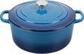 Enameled Cast Iron Dutch Oven Pot with Lid, 7 Quart, Round Dutch Ovens for Bread Baking, Bread Oven, Oven Safe up to 500°F, Lake Blue
