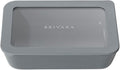 Ceramic Coated Glass Food Storage Container | No PTFE, PFOA, PFAS, and BPA | Reusable Non Toxic Meal Prep Container with Glass Lid | Easy To Store | 3 Cup Rectangle [Smoke]