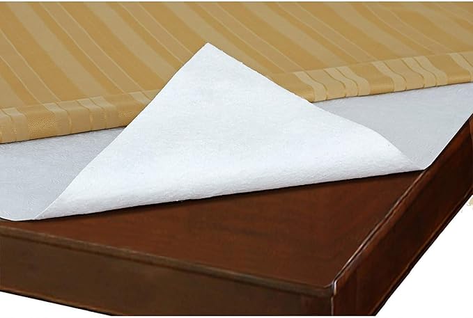 Home Bargains Plus Quilted Heavy Duty Table Pad Protector with Flannel Backing, Cut to Fit, Heat Resistant, Wipe Clean, Protects Table from Spills and Scratches, White, 52” x 52” Square
