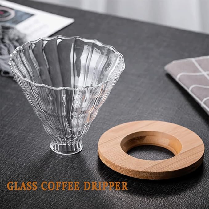 Pour Over Coffee Maker - 10 OZ /300ML Glass Carafe Coffee Server with Glass Coffee Dripper/Filter, Drip Coffee Maker Set for Home or Office, 1-2 Cups