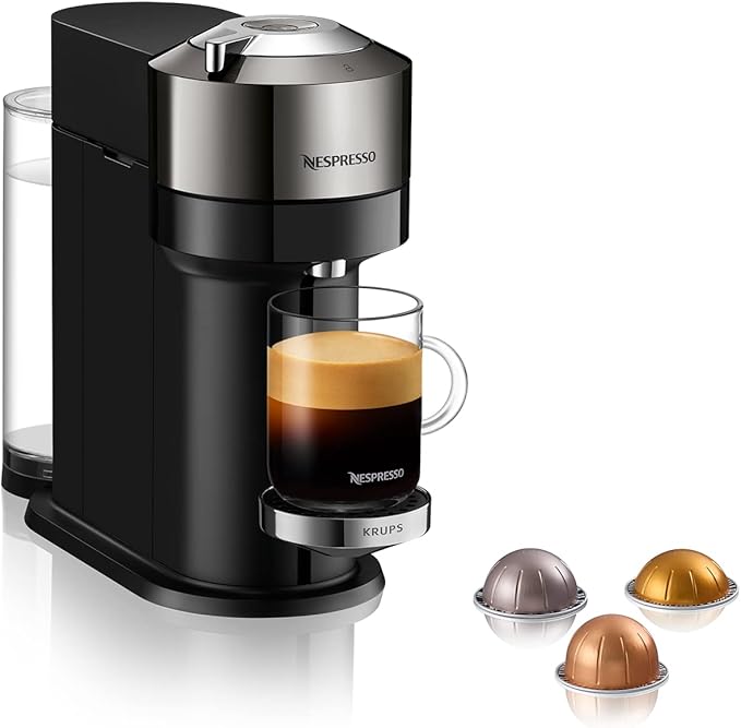 Nespresso Vertuo Next Deluxe Coffee and Espresso Machine by De'Longhi, Chrome
