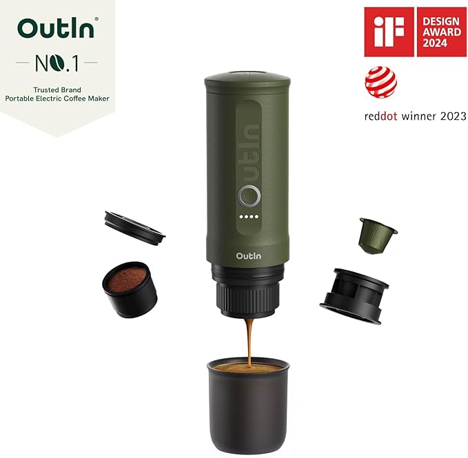 OutIn Nano Complete set Portable Espresso Machine with Double Shot Accessorries and Carry Bag