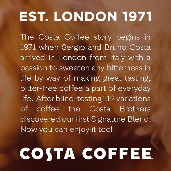 Costa Coffee Ground Coffee, Colombian Decaf Medium Roast, 12oz each, Rainforest Alliance Certified