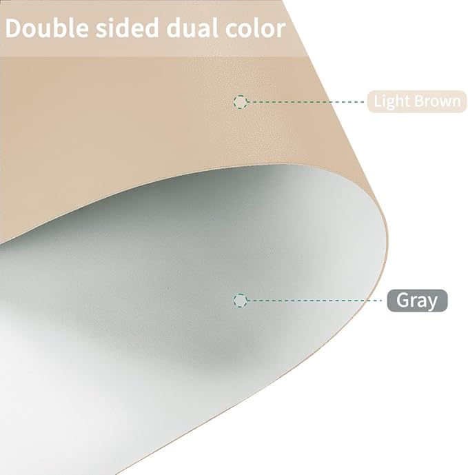 Desk Pad Mat - 14x48 Inch Waterproof Easy to Clean Can Conceal Flaws Protector The Table Top from Scratches Used for Coffee Table Office Table Dresser(Light Brown+Gray 14x48)