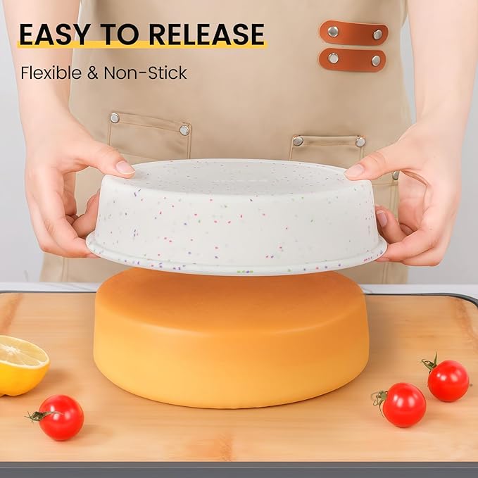 Vinino 10 Inch Silicone Round Cake Pan with Metal Reinforced Frame, Nonstick Silicone Springform Pan for Baking Suitable for Making Layers, Cheese & Chocolate Cakes