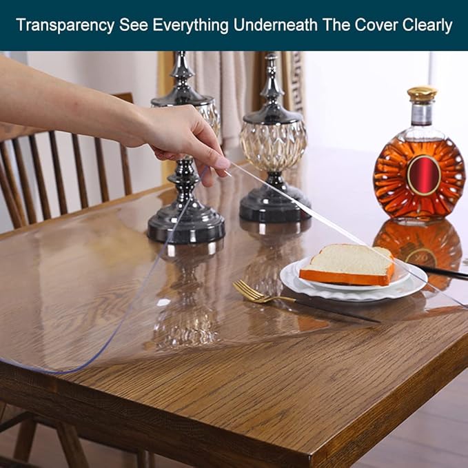 Clear Table Protector Plastic Table Cloths PVC Night Stand Table Cover Mat Office Desk Mat Shelf Surface Protection Crystal Children Painting Cover Pad Transprent Rectangular 27.6x51.2 Easy to Clean
