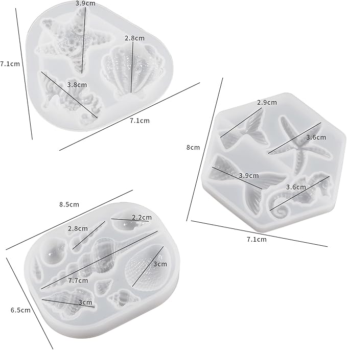3-Pack Animal & Fish Mold Set - Shell, Clay & Silicone Molds for Resin Casting & Candle Making