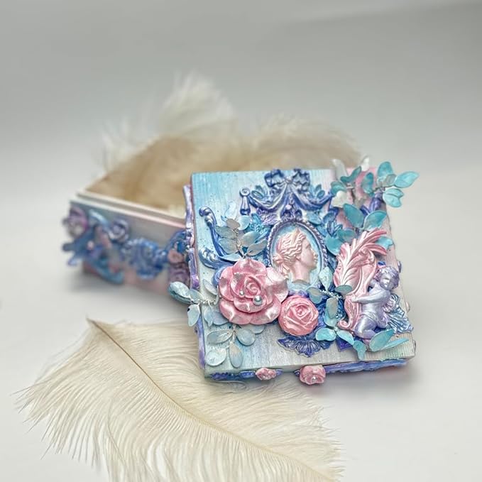 Art Mold for Polyclay Air Dry Clay Plaster, Border Frame with Cupids