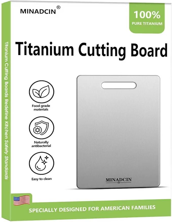 Titanium Cutting Boards For Kitchen, 100% Pure Cut Titanium Cutting Board, Food Grade Quality, Double-sided non-toxic, Easy To Clean, Dishwasher Safe And Will Not Absorb Odors(14L*10W)