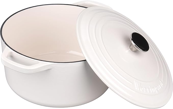 Enameled Cast Iron Dutch Oven Pot with Lid, for Bread Baking, Round Bread Oven- include Sourdough Bread Baking Supplies Set, 4.5QT, White