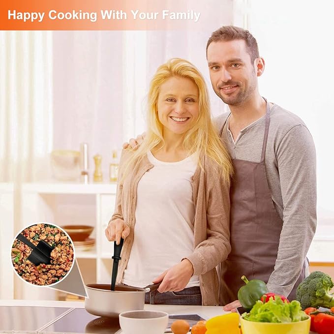 8Pcs Meat Masher, Nylon Nonstick Ground Beef Chopper with 5 Curved Blades & Ergonomic Non-Slip Handle, Heat-Resistant Potato Masher for Kitchen