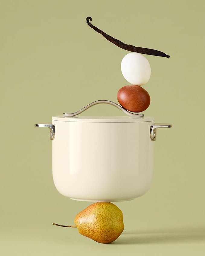 Caraway Petite Cooker - 2 Qt Ceramic Coated Pot - Free From Forever Chemicals - Perfect for Rice, Grains, or Sauces - Black