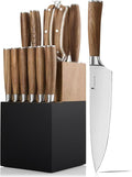 Natura Series 15 PCS Knife Block Set, Ultra Sharp High Carbon Stainless Steel with Wood Handle
