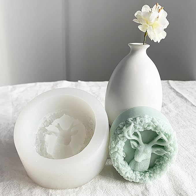 Deer Candle Mold Elk Candle Silicone Wave Spiral Candle Mold - Silicone Resin Casting Molds for Candle & Resin & Soap Craft Supplies