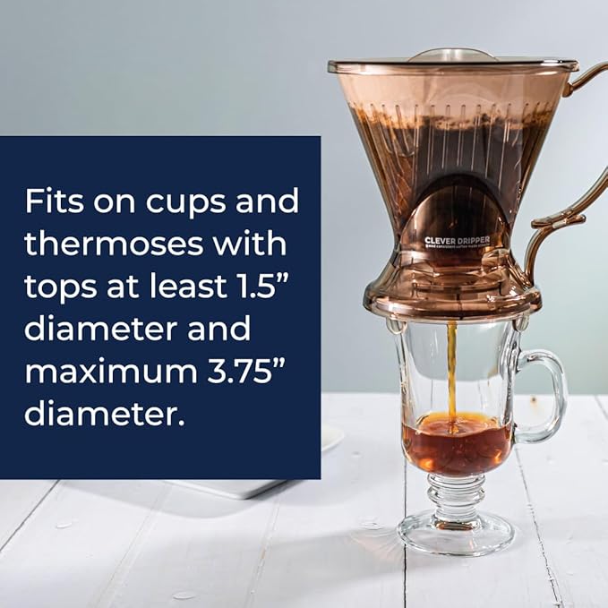 Clever Coffee Dripper and Filters, Large 18 oz, Original Classic Design, Safe BPA Free Plastic, dripper coffee maker, drip coffee maker pour over, 100 filters, coaster and lid