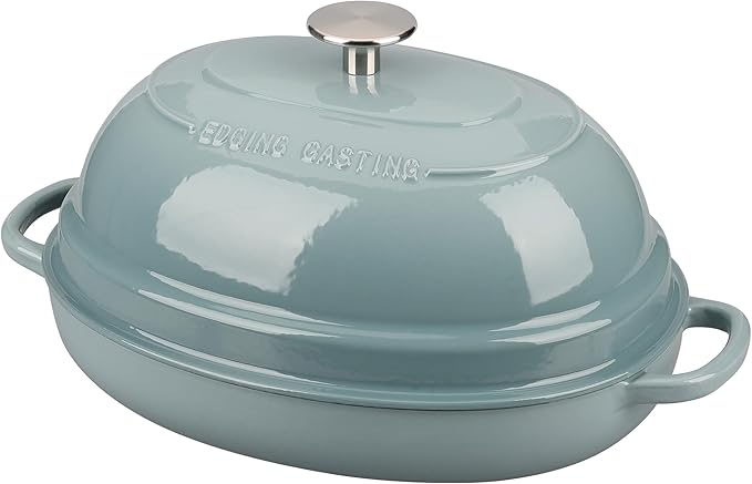 Enameled Oval Cast Iron Dutch Oven Pot with Lid, Bread Dutch Oven for Sourdough Bread Baking, 6QT, Seasalt