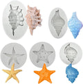 5 Pcs Seashell Starfish Silicone Mold Cake Fondant Silicone Mold Seashell Conch Baking Moldsfor DIY Cake Decoration Chocolate Candy Polymer Clay Crafting Projects