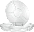 Plasticpro 6 Sectional Round Plastic Serving Tray/Platters Clear Pack of 2