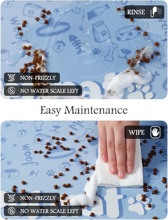 Pet Feeding Mat-Absorbent Dog Mat for Food and Water Bowl-No Stains Quick Dry Water Dispenser Mat-Dog Accessories Pet Supplies-Bowl for Messy Drinkers（PAW,17"x28"