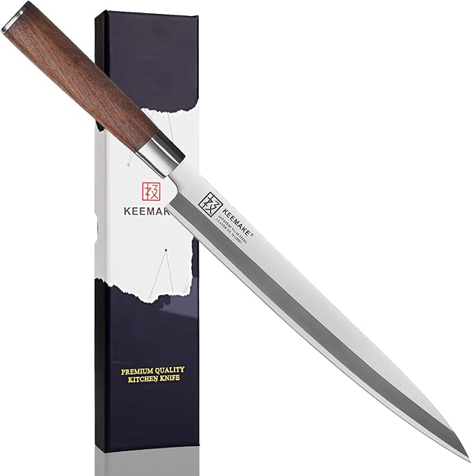 KEEMAKE Sashimi Knife Japanese - 10.5 inch Sushi Knife VG10 Stainless Steel Single Bevel Blade, Perfect Rosewood Handle Yanagiba knives