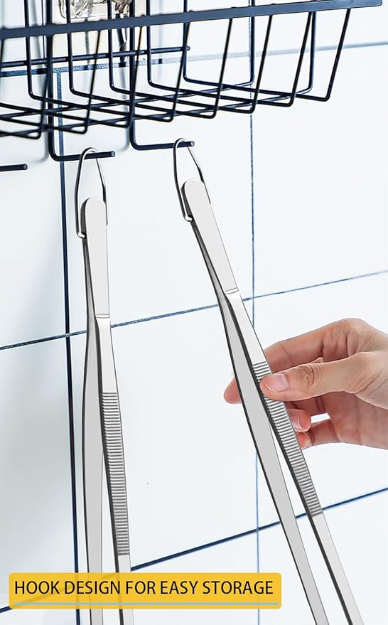 JETKONG 2 Pieces Extra-Long Tweezer Tongs 12-Inch Stainless Steel Tweezers Chef Tweezers