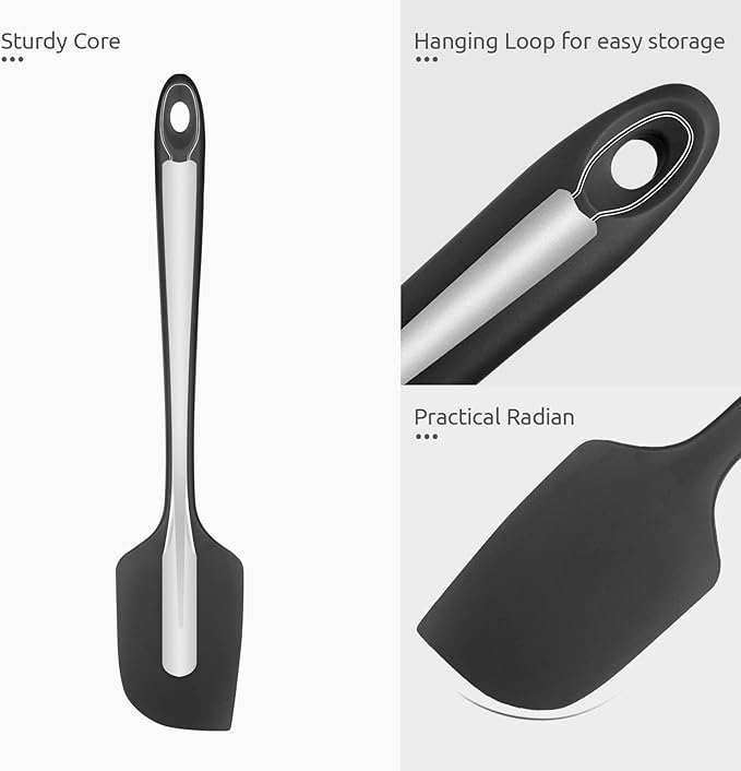 14in Extra Large Silicone Spatula: U-Taste 600ºF Heat Resistant Flexible Silicon Mixing Stirring Cooking Scraping Baking Bowl Scraper Seamless Spreader for Kitchen Nonstick Cookware (Black)