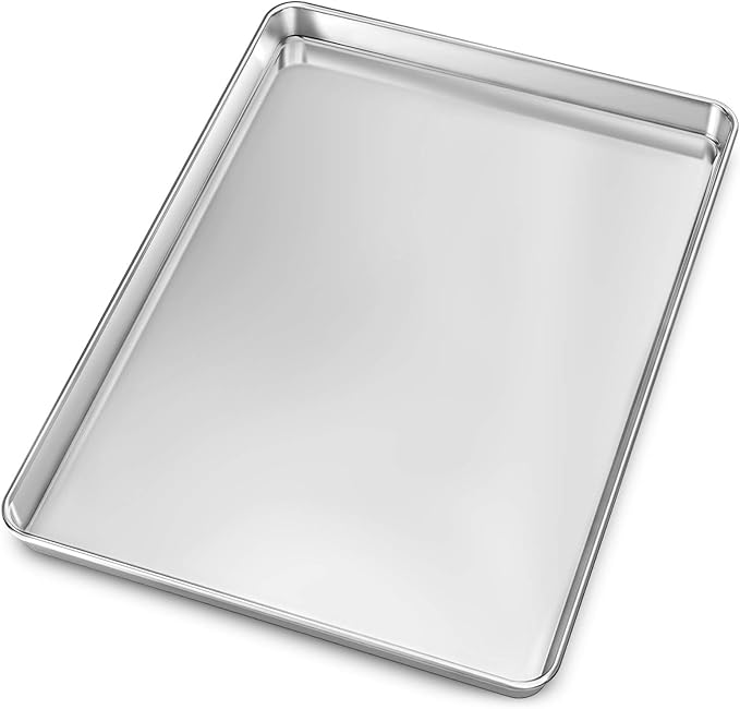 Baking Sheet, Yododo Stainless Steel Baking Pans Tray Cookie Sheet Toaster Oven Tray Pan Cookie Pan, Non Toxic & Healthy, Superior Mirror Finish & Rust Free, Easy Clean & Dishwasher Safe - 17.3 inch