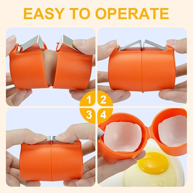 2025 Premium Egg Shell Opener, Egg Shell Cutter Eggs Shell Separator for Raw Eggs, Multifunctional Egg Cutter Egg Cracker Separator for Home Kitchen Gadgets (Yellow)